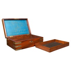 Antique Campaign Writing Box, English, Brass, Correspondence Case, Regency, 1820