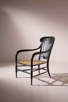 Antique Campanino cherrywood armchair, Chiavari, Italy, late 19th century.