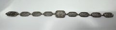 Antique Camphor Glass 14k White Gold Filigree Panel Bracelet
