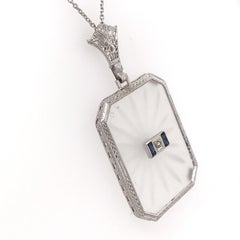 Antique Camphor Glass Sapphire and Diamond Necklace