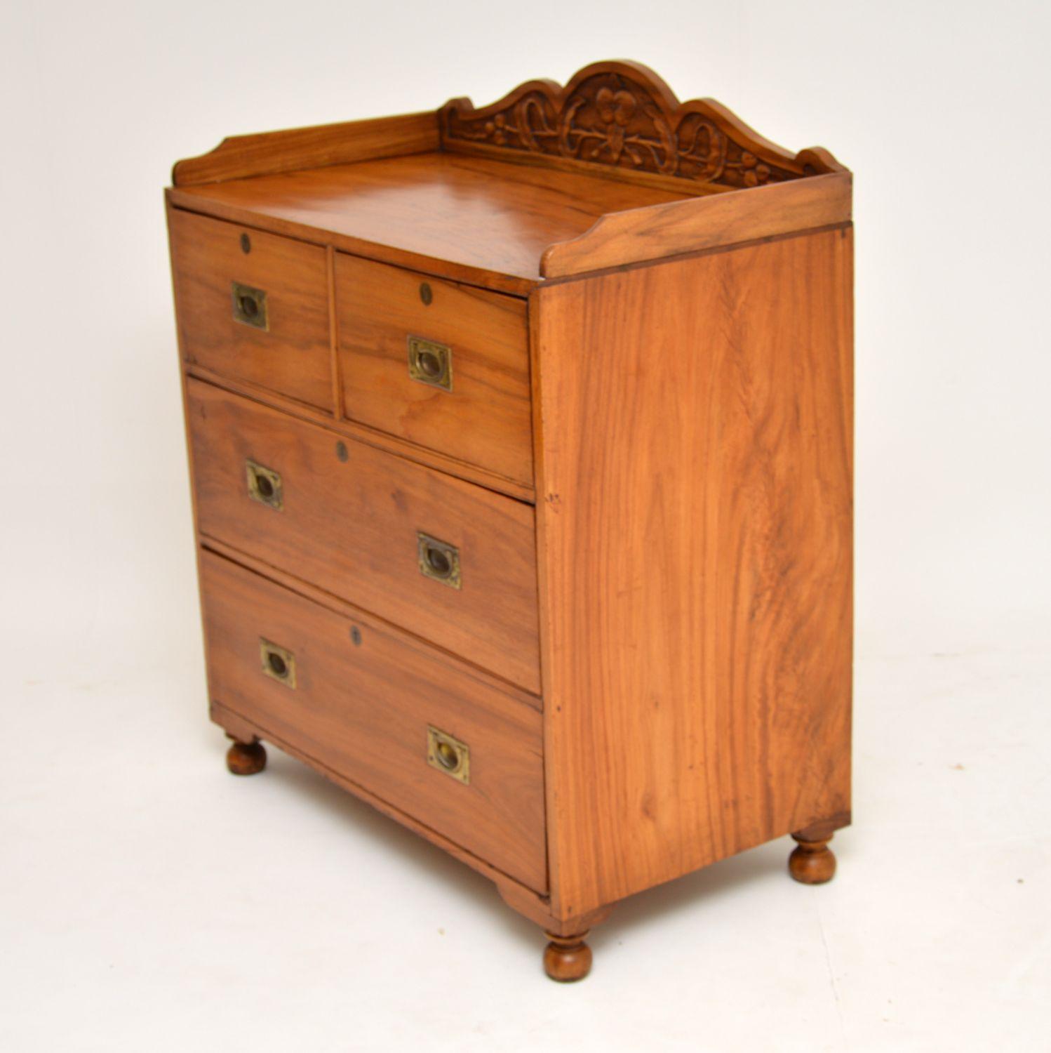 Indian Antique Camphor Wood Campaign Chest of Drawers