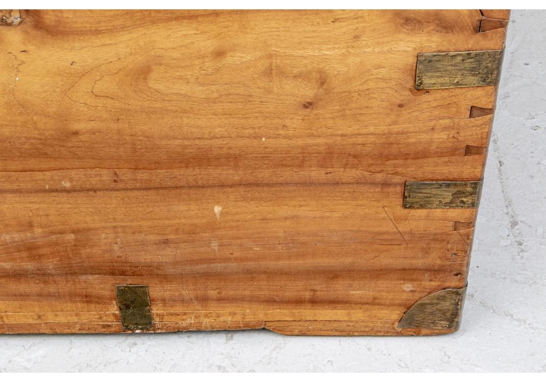 19th Century Antique Camphor Wood Campaign Trunk As Cocktail Table For Sale