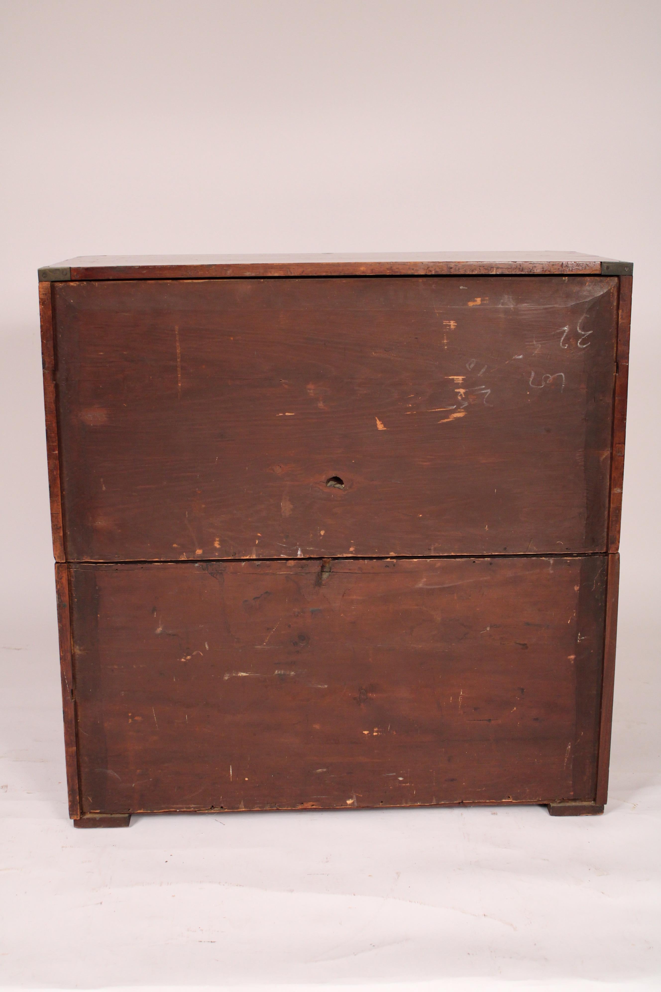 Antique Camphor Wood Two Part Campaign Chest 7