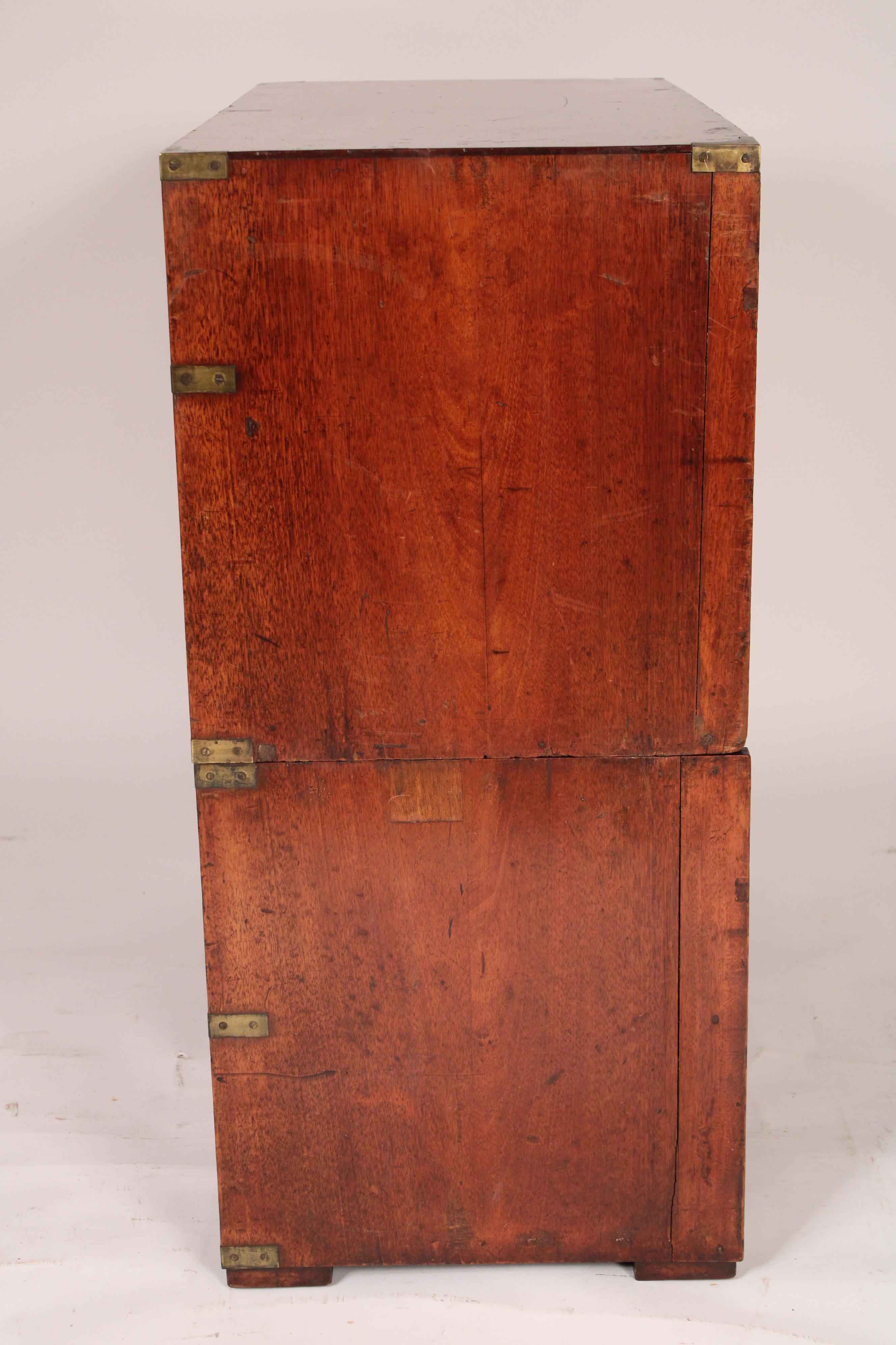 Antique Camphor Wood Two Part Campaign Chest In Good Condition For Sale In Laguna Beach, CA