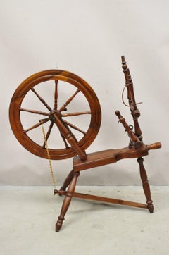 Antique Canadian Country Primitive Wooden Colonial Spinning Wheel