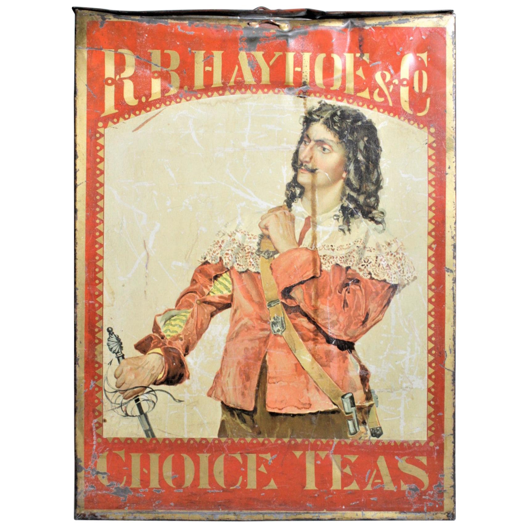 Antique Canadian General Store R.B. Hay Hoe & Co. Tea Advertising Display Tin