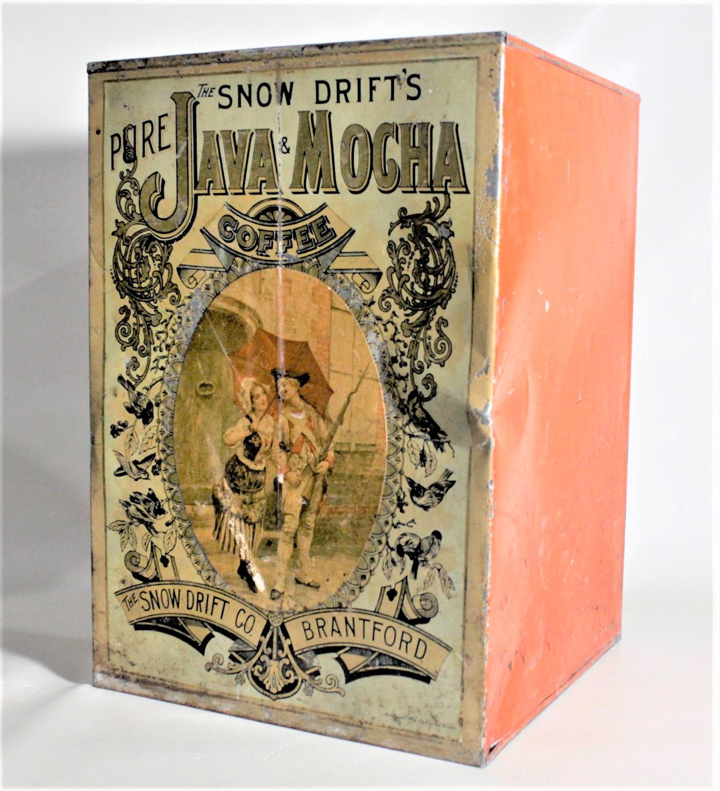 Antique Canadian General Store Snow Drift Mocha Coffee Advertising Display Tin For Sale 4