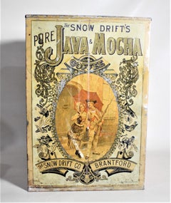 Antique Canadian General Store Snow Drift Mocha Coffee Advertising Display Tin
