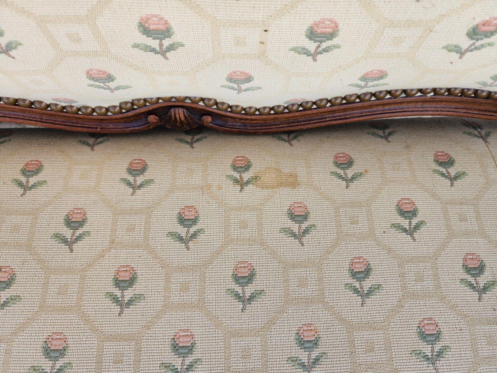 Cotton Antique Canape Bench Louis XV Style 1800s For Sale