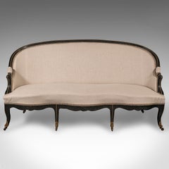 Antique Canape Sofa, Continental, Wing Settee, 3 Seat, Louis XV, Victorian, 1870