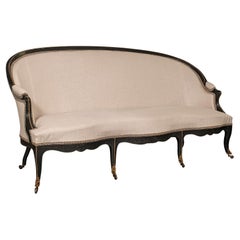 Antique Canape Sofa, Continental, Wing Settee, 3 Seat, Louis XV, Victorian, 1870