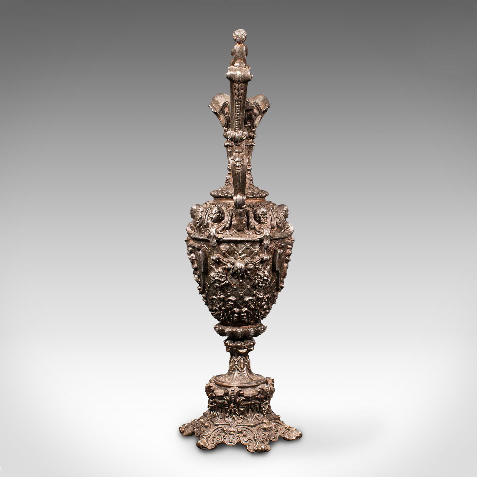 19th Century Antique Candelabra, French, Spelter, Candlestick, Ewer, Victorian, Circa 1900 For Sale
