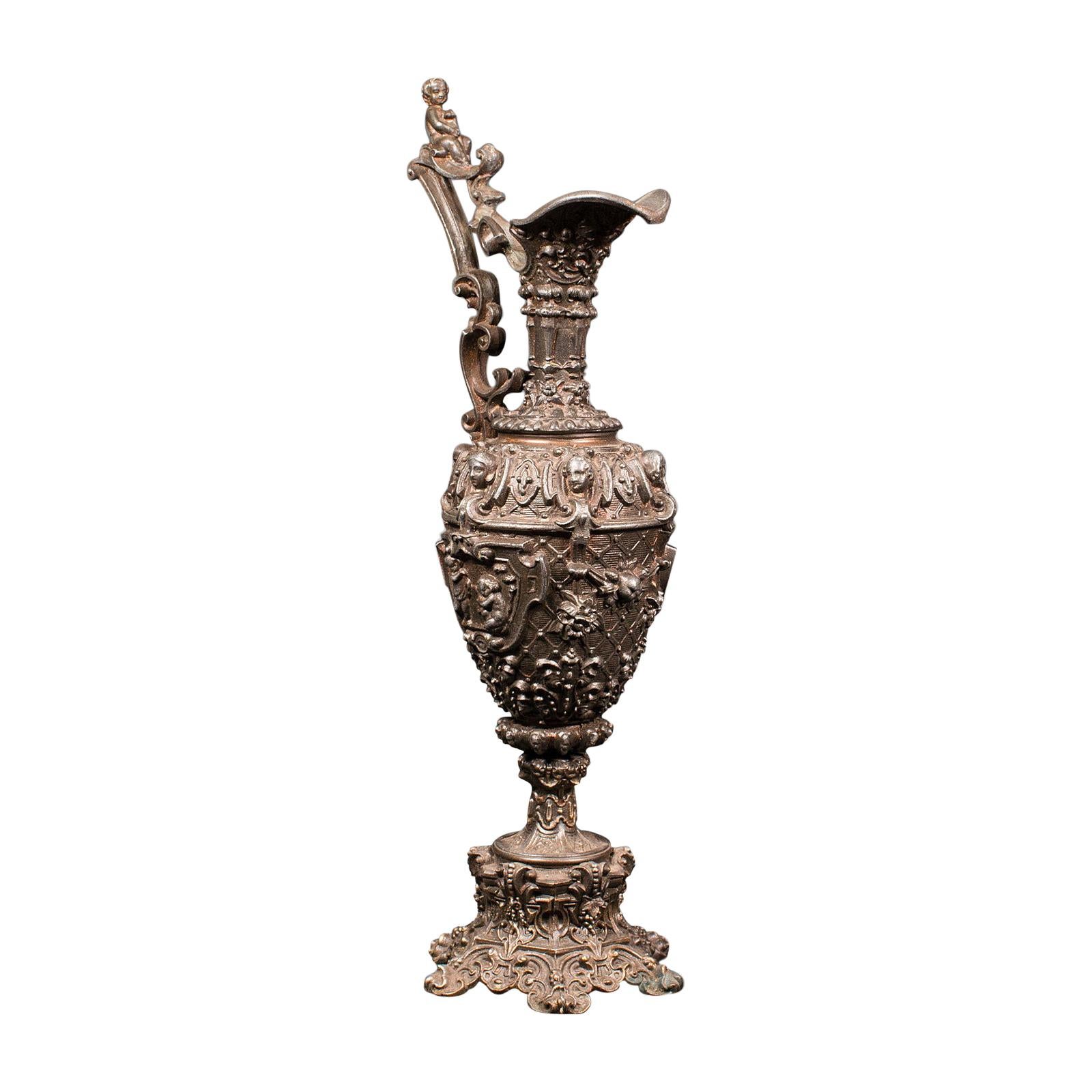 Antique Candelabra, French, Spelter, Candlestick, Ewer, Victorian, Circa 1900 For Sale