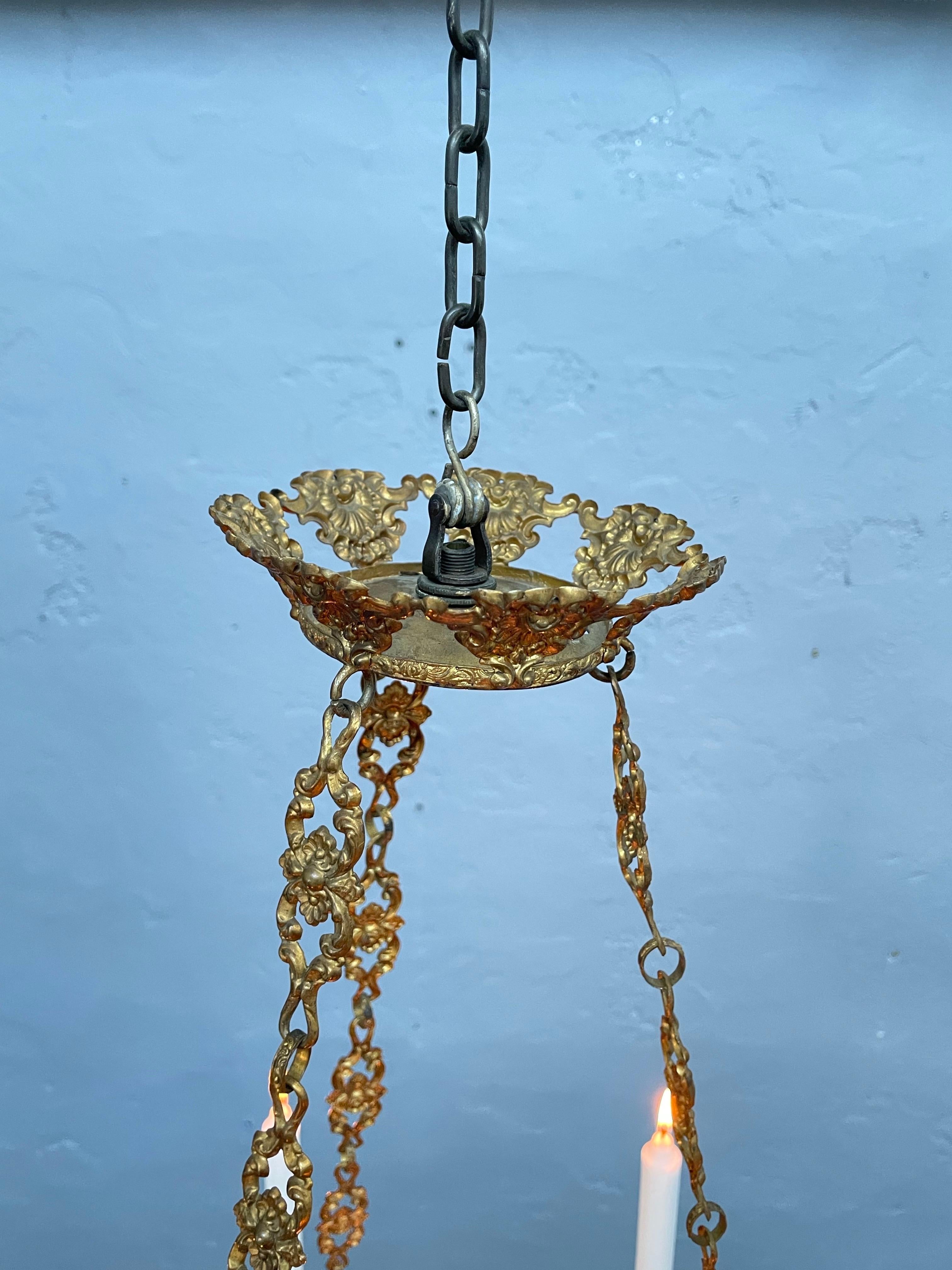 Antique Candelabra In Blue Glass And With Brass Fittings From The 1800s For Sale 8