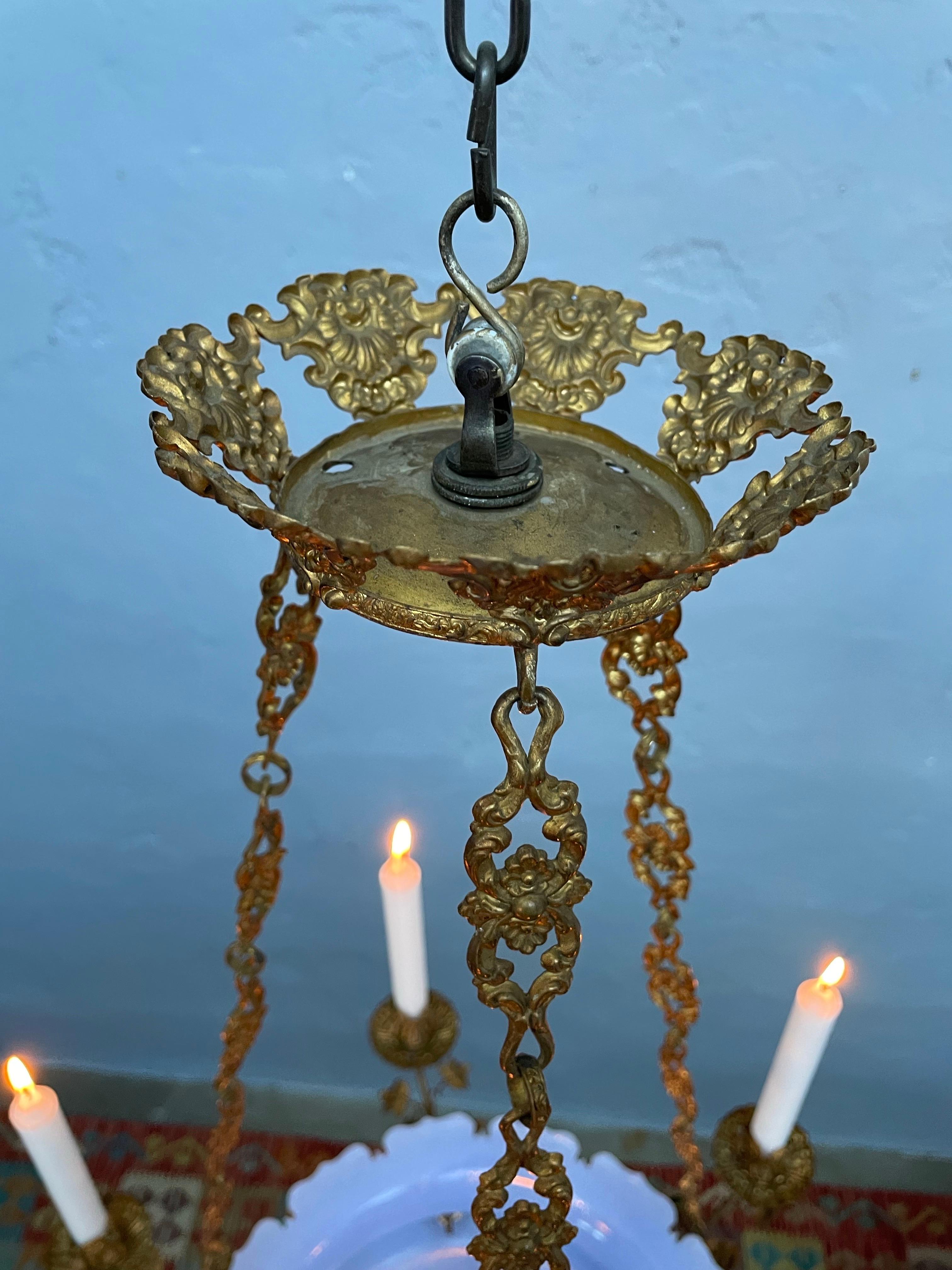Early 19th Century Antique Candelabra In Blue Glass And With Brass Fittings From The 1800s For Sale
