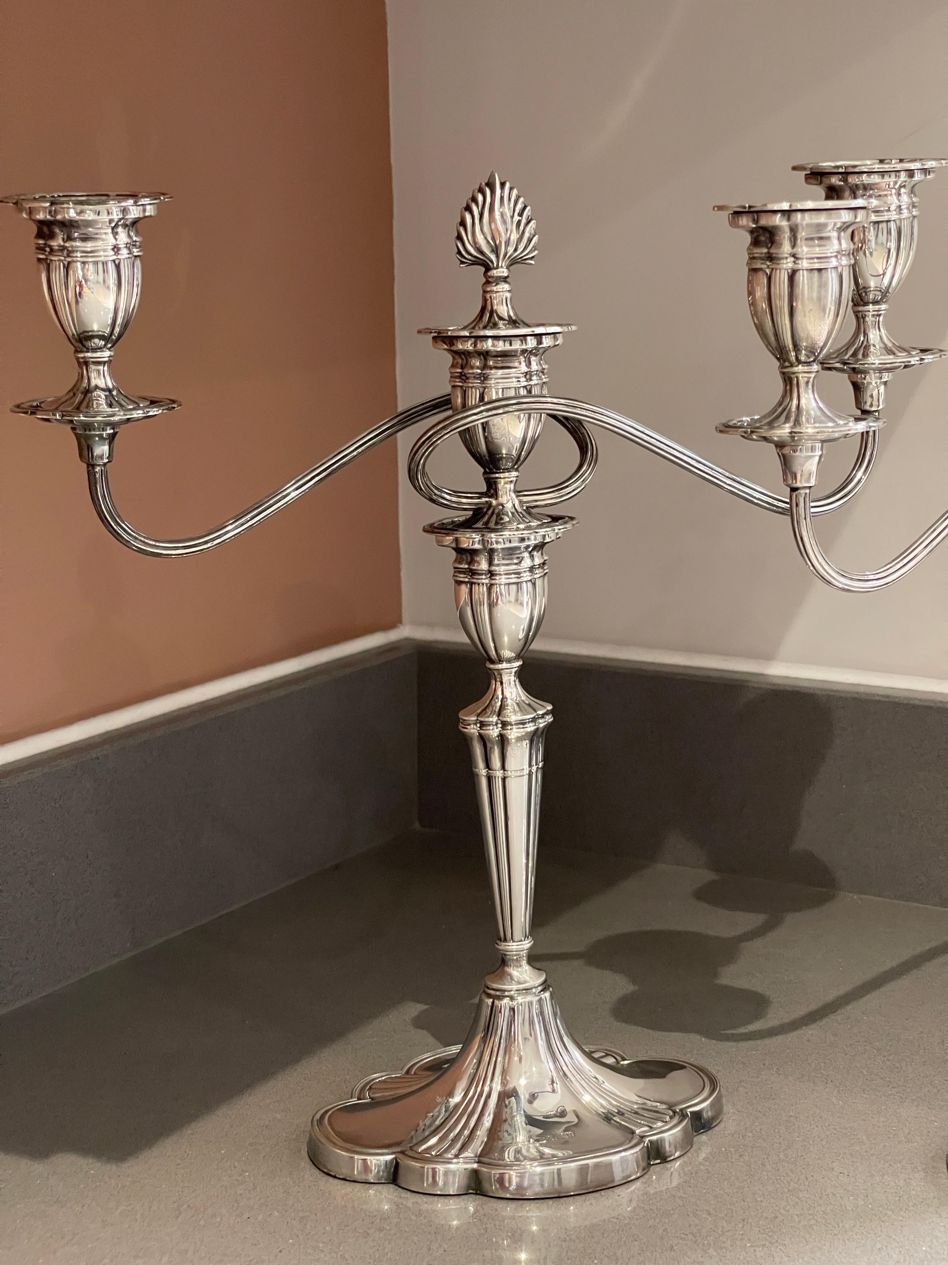 British Antique Candelabras A Pair of Elegant  Sterling Silver Candle Holders Hallmarked For Sale