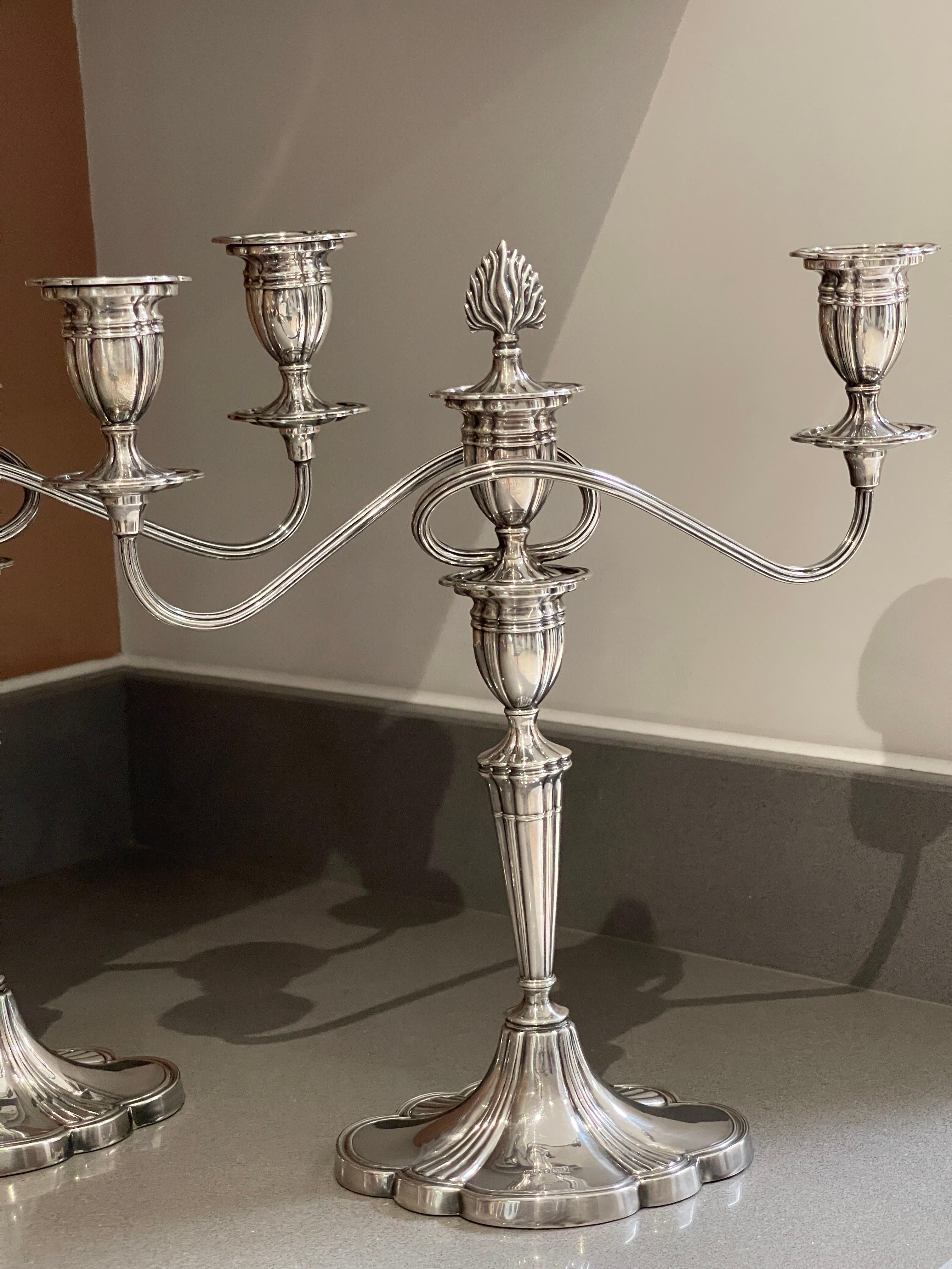 Metalwork Antique Candelabras A Pair of Elegant  Sterling Silver Candle Holders Hallmarked For Sale