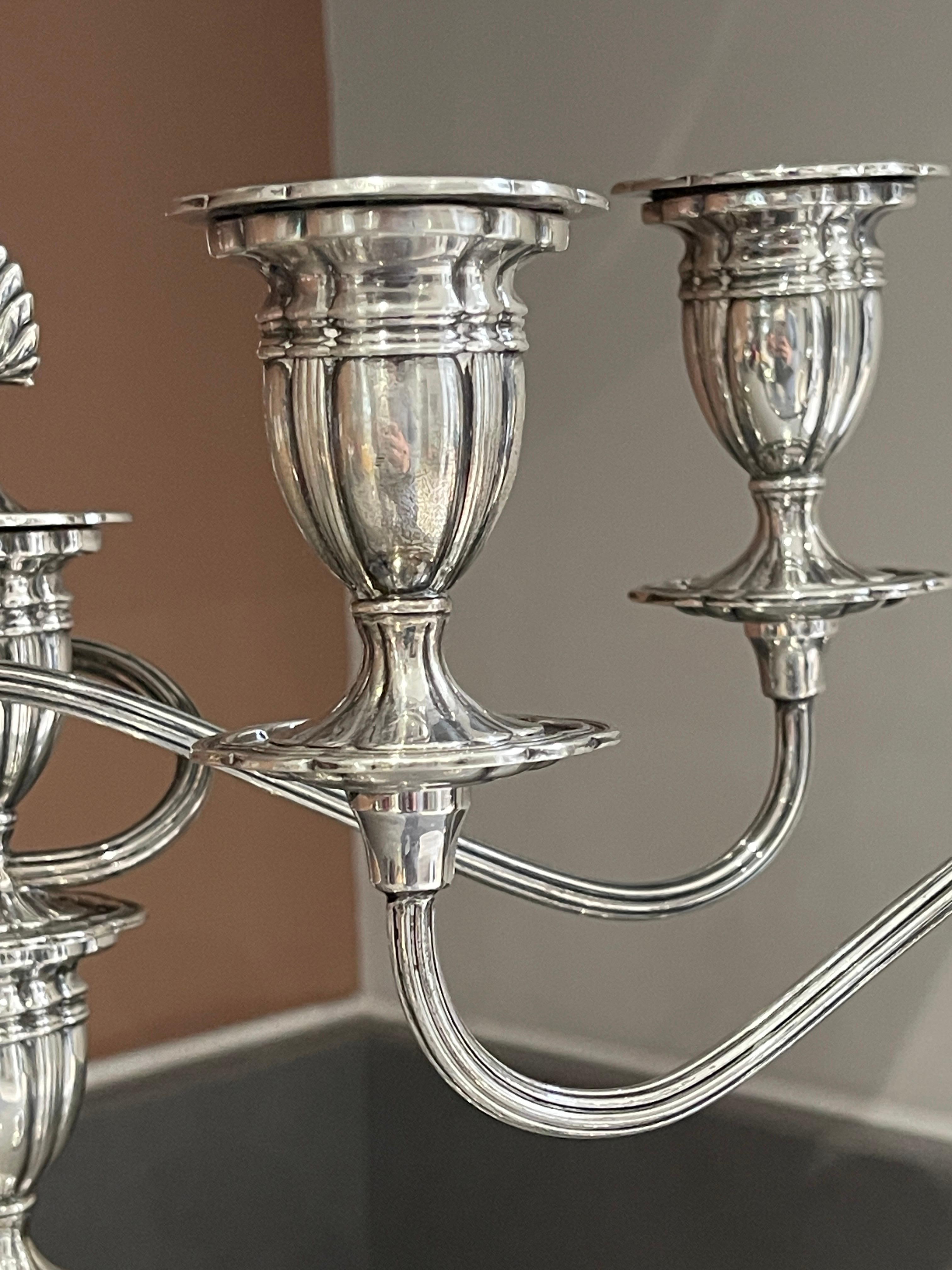 Antique Candelabras A Pair of Elegant  Sterling Silver Candle Holders Hallmarked For Sale 1