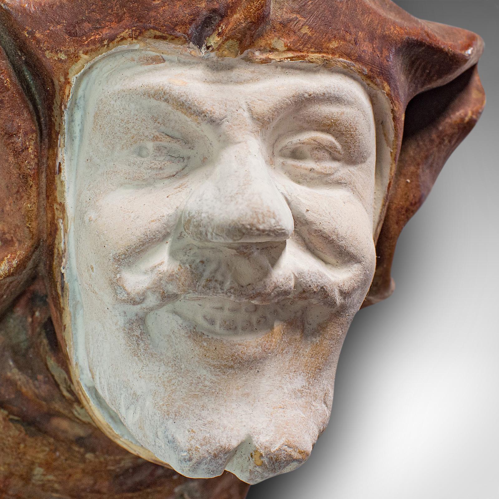 Antiker Kerzenhalter:: Kontinentale Maske:: Streichholz:: Hofnarr:: viktorianisch (Gips) im Angebot