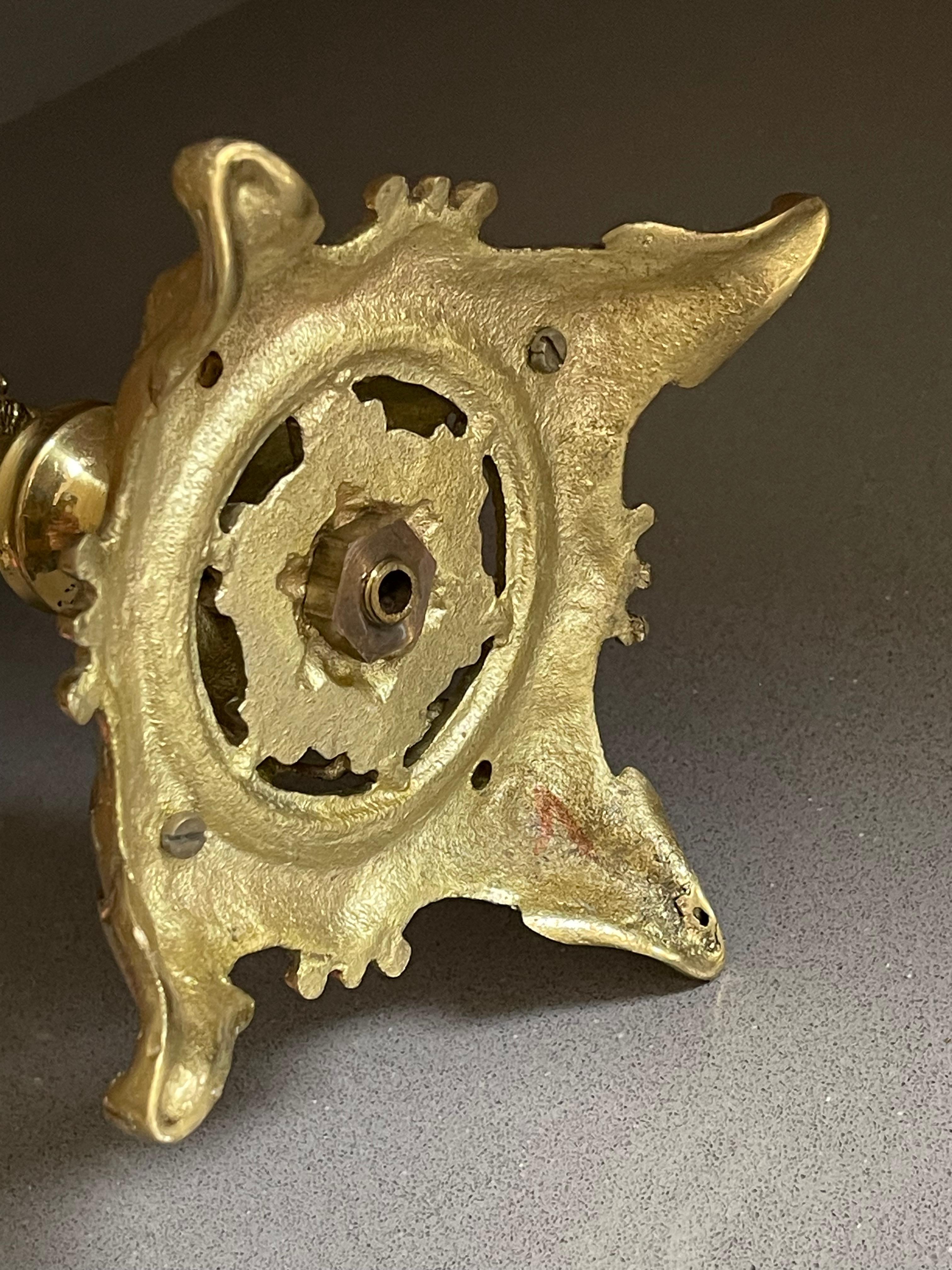 Antique Candle Holder Golden Brass and Marble Rococo Decorative Candlesticks For Sale 1