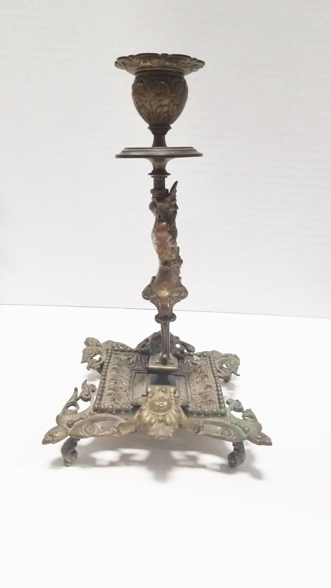 Antique Candlestick holders Baroque Style, Pair For Sale 3