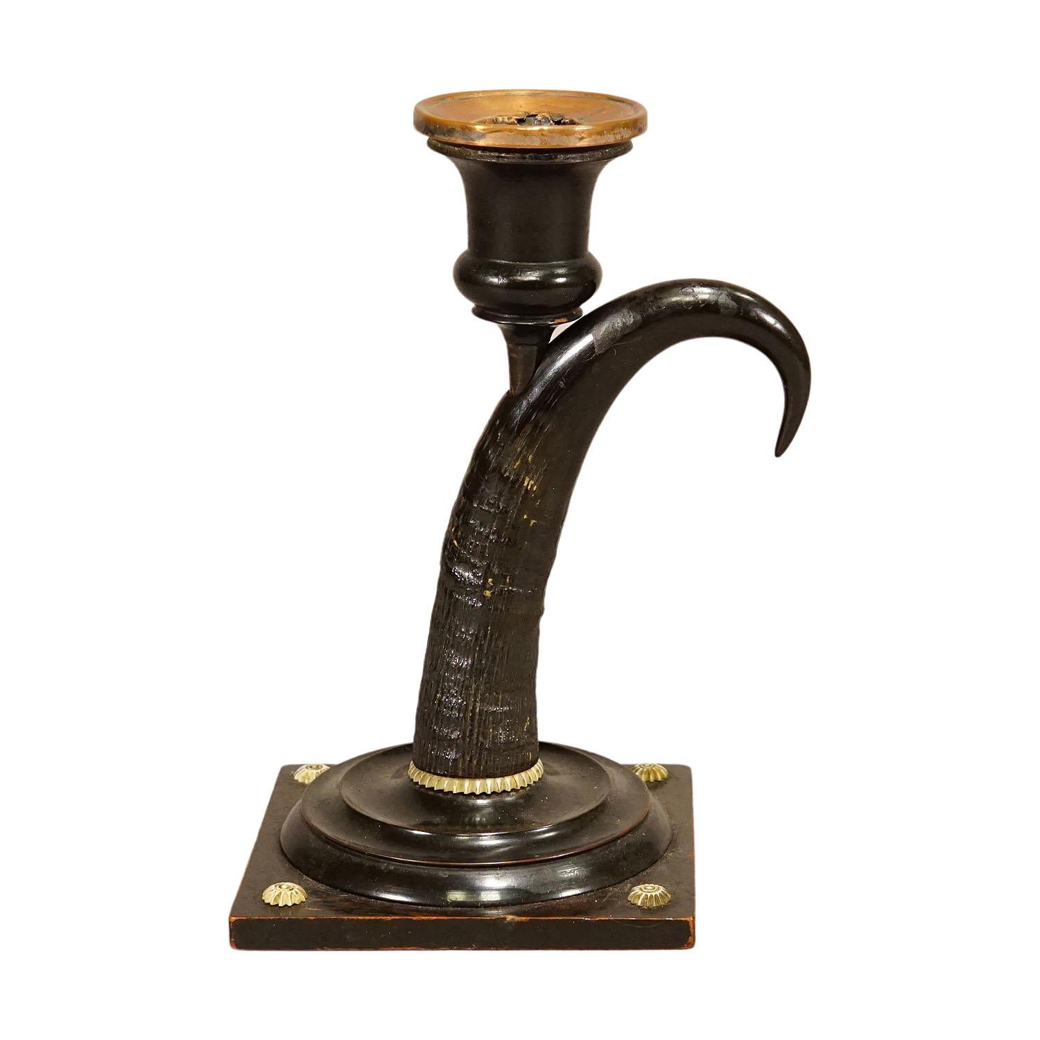 Antique Candle Stick With Real Chamois Horn, 19th century

A Victorian candle holder, made of horns from the chamois and the deer. The spout and base are made of ebonized wood. Spout with copper inset. The base features filigree carved deer horn