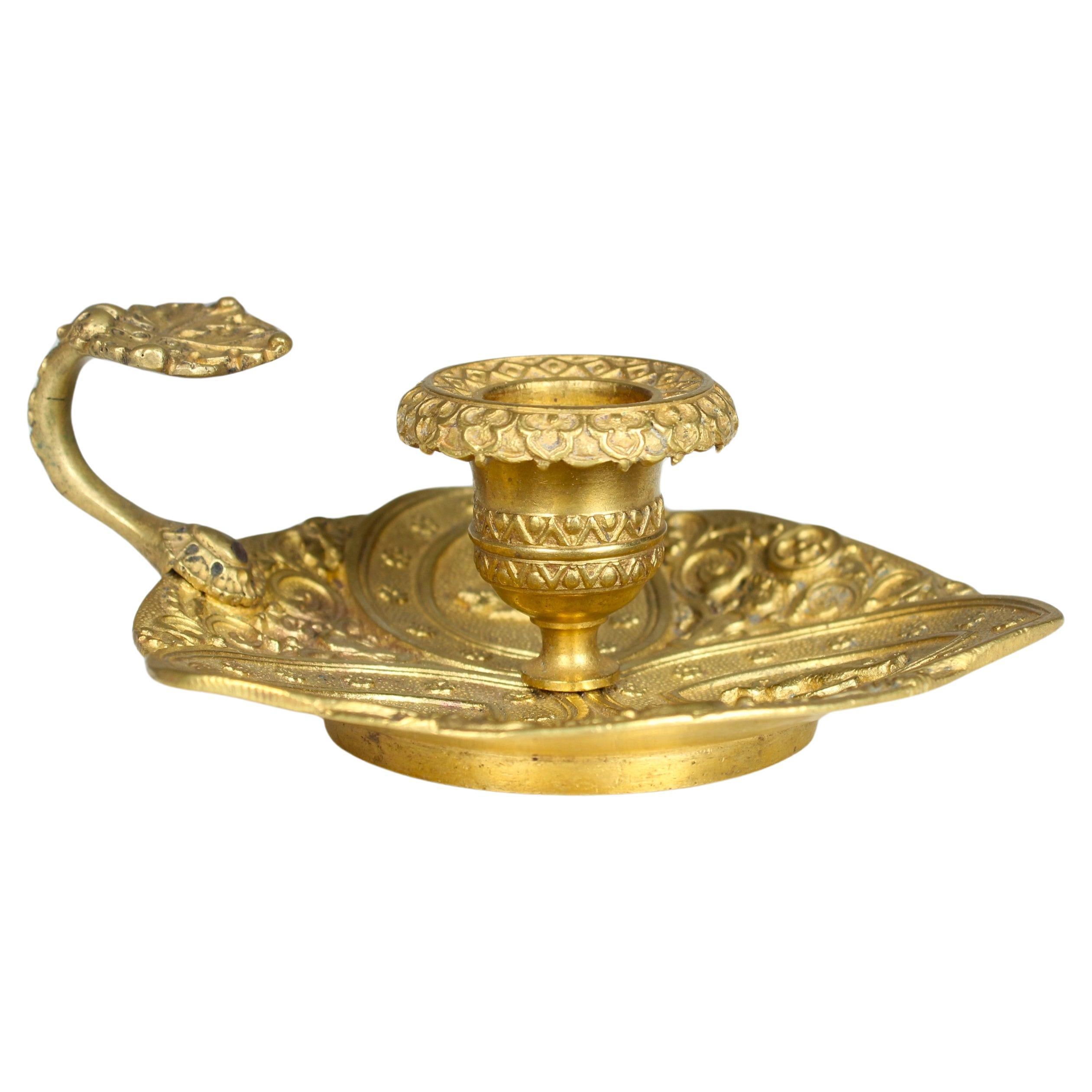 Antique Candleholder, Bronze Dorée, Gilded Bronze, France, 19th Century