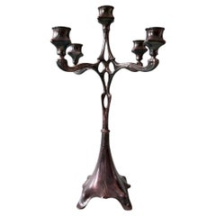 Antique candlestick  Art Nouveau around 1910  silver-plated steel