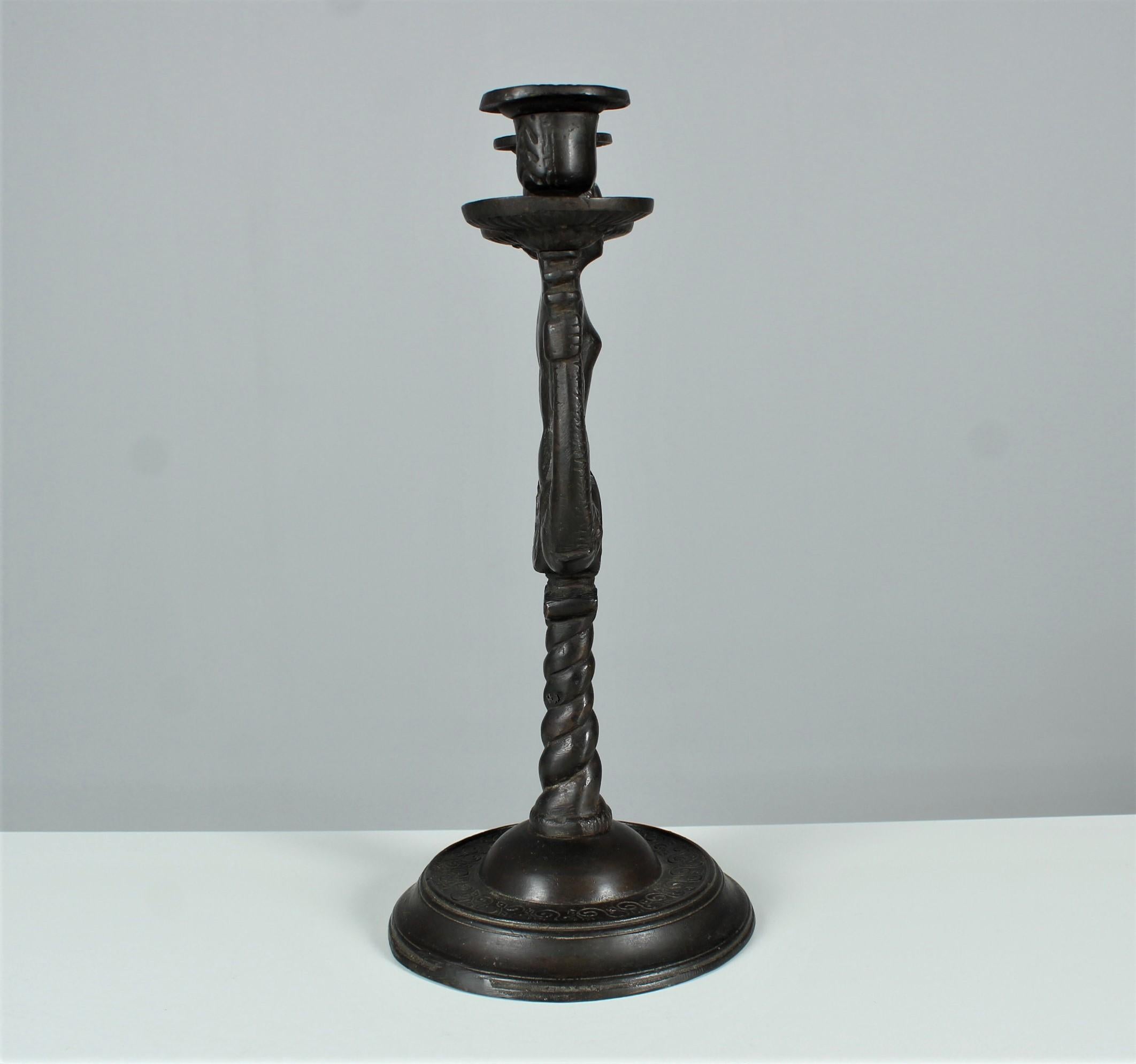 Antique Candlestick, Candle Holder, Bronze Patinated, Art Nouveau, Art Deco For Sale 2