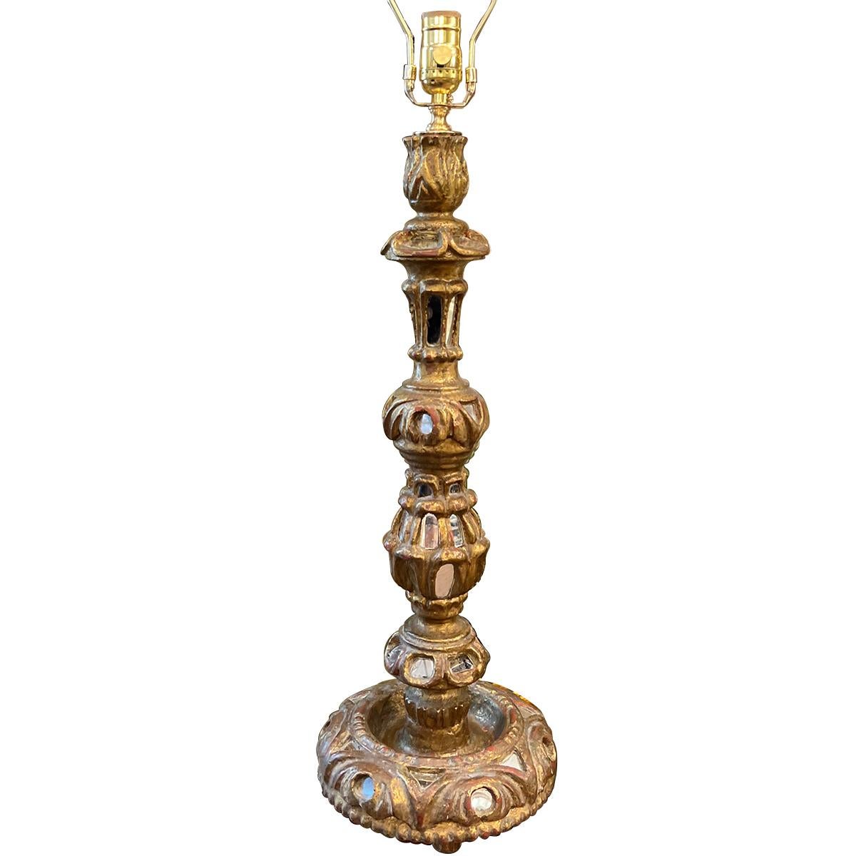 Antike Kerzenständer-Lampe (Vergoldet) im Angebot