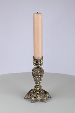 Antique Candlestick made of Open-Worked Pewter Sheet Metal, circa 1900