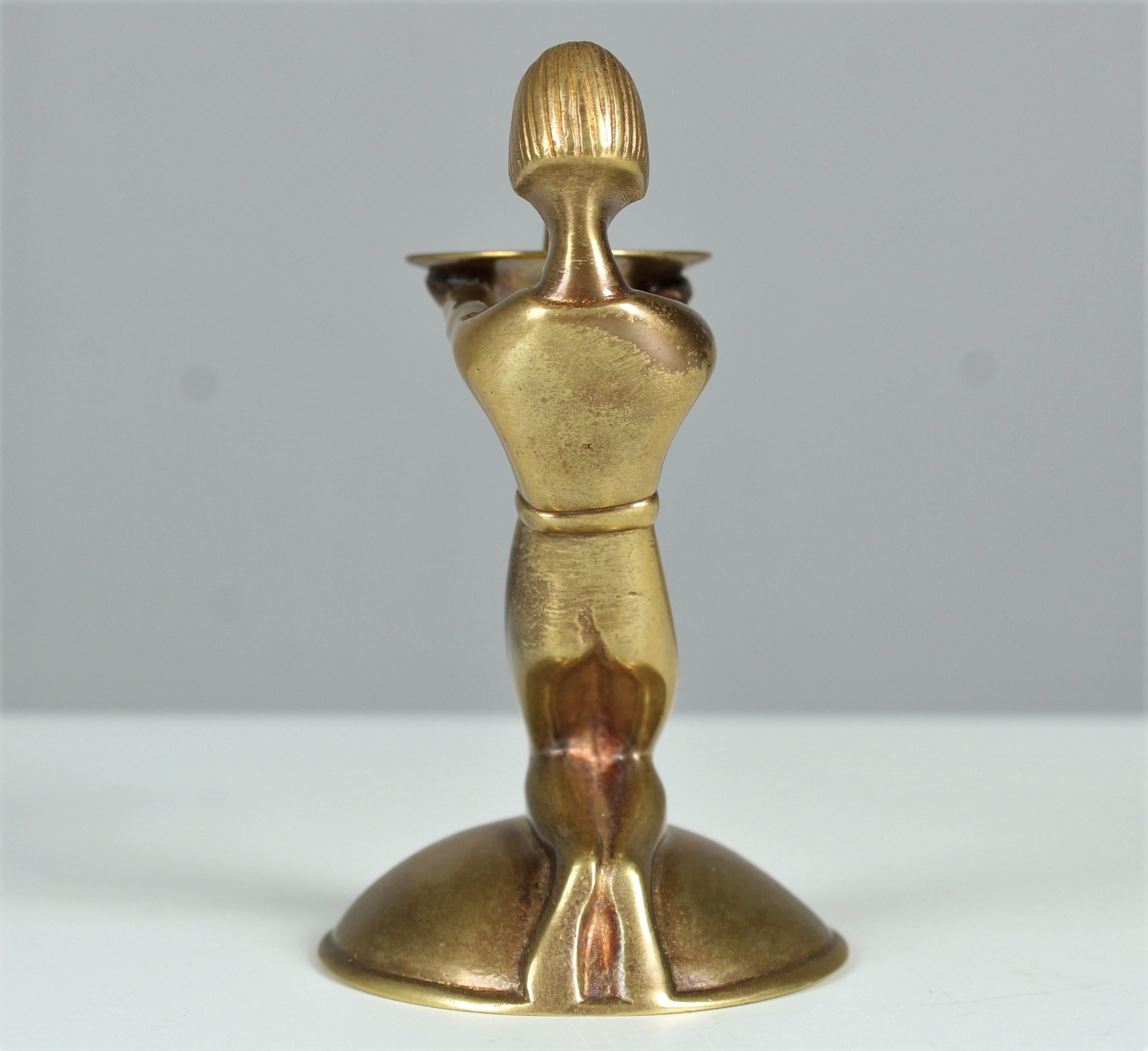 German Antique Candlestick, By Albert Gustav Bunge, Brass, Early 20th Century For Sale