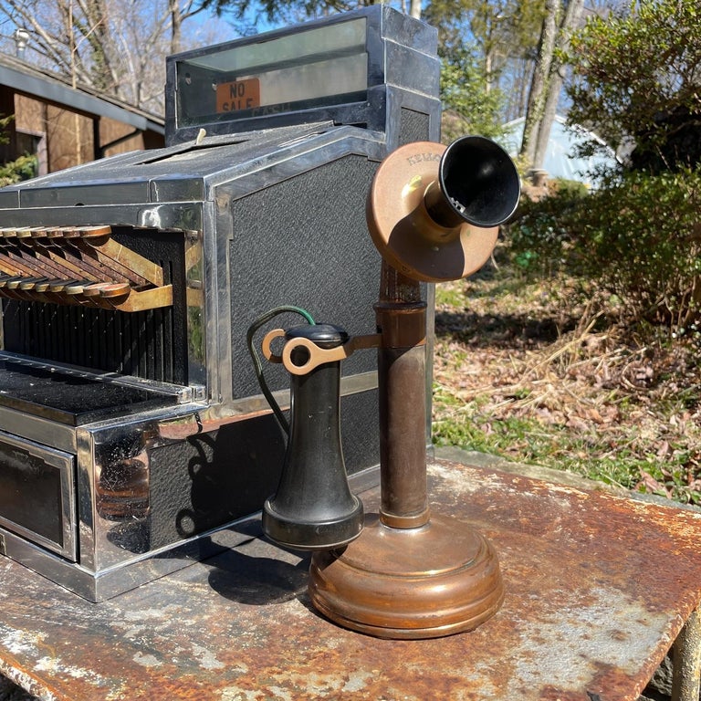 Antique Candlestick Telephone Obsolete Gift Prop Vintage Industrial