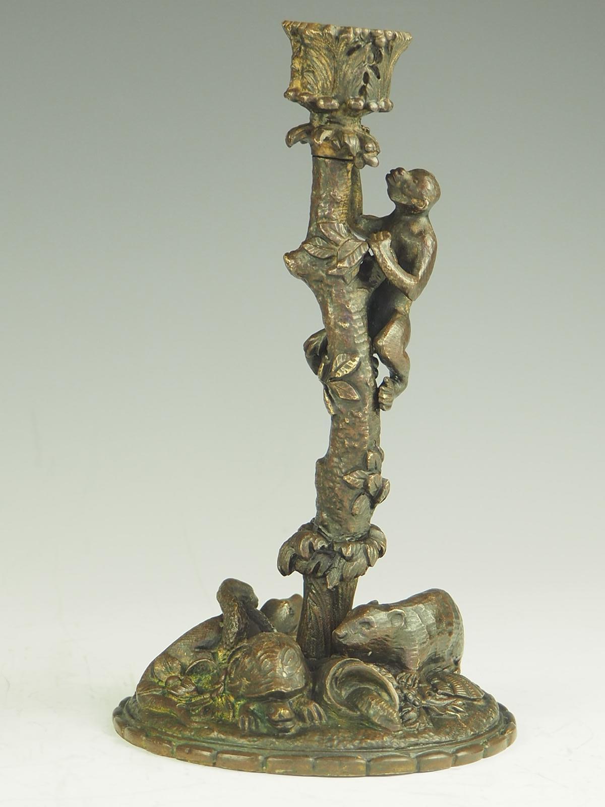 XIX secolo Candelieri antichi  XIX sec. Coppia zoomorfa in bronzo in vendita