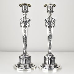 Antique Candlesticks Empire Pattern by WMF Art Nouveau Silverplated