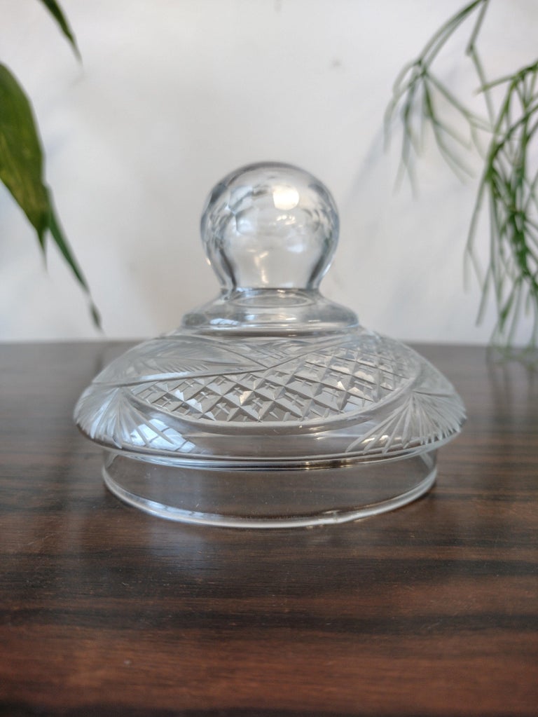 Antique Candy Jar in Carved Glass For Sale at 1stDibs