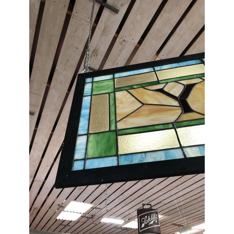 Antique Candy Stained Glass Sign In Good Condition For Sale In Chicago, IL