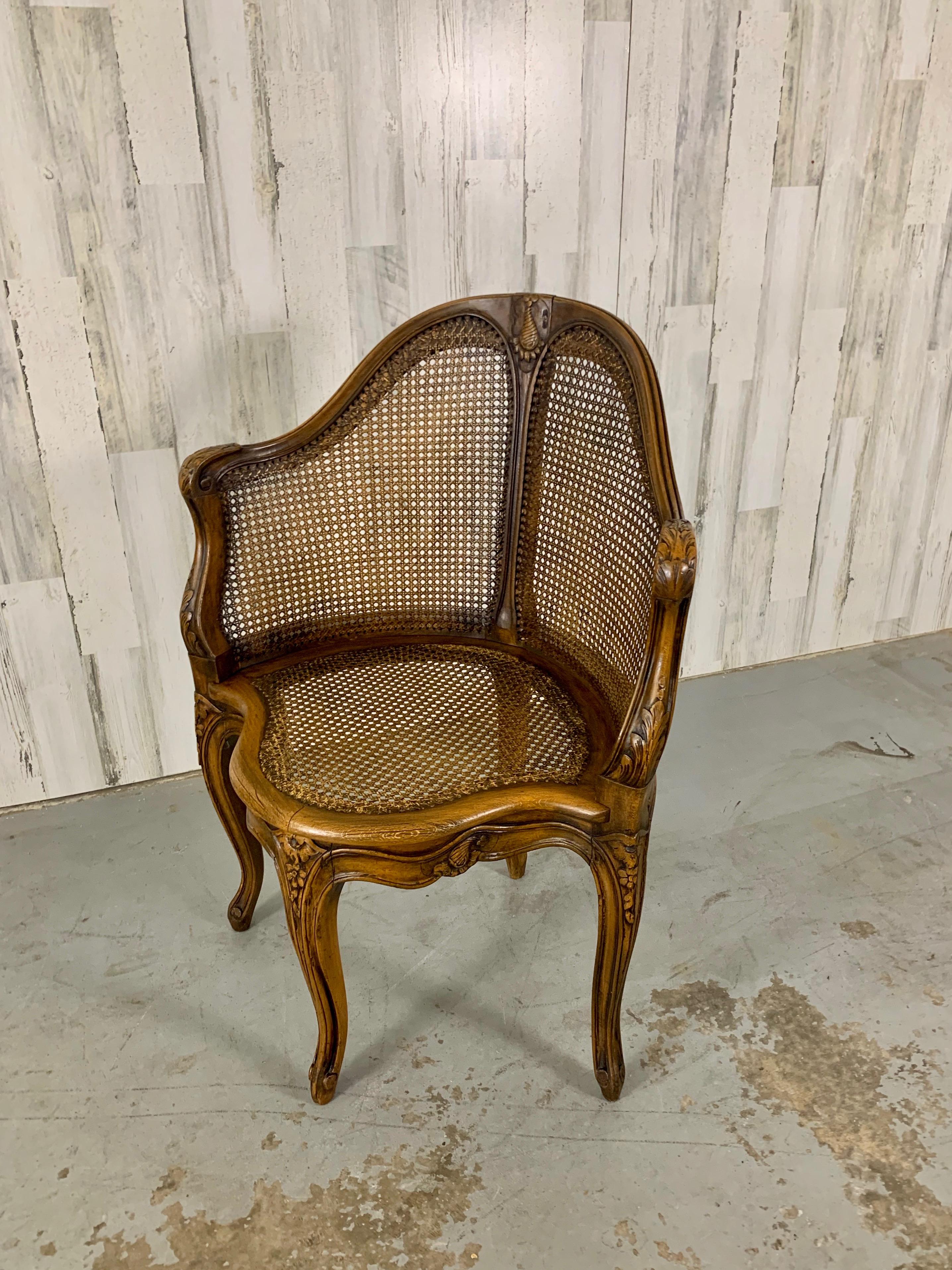 vintage cane barrel chair