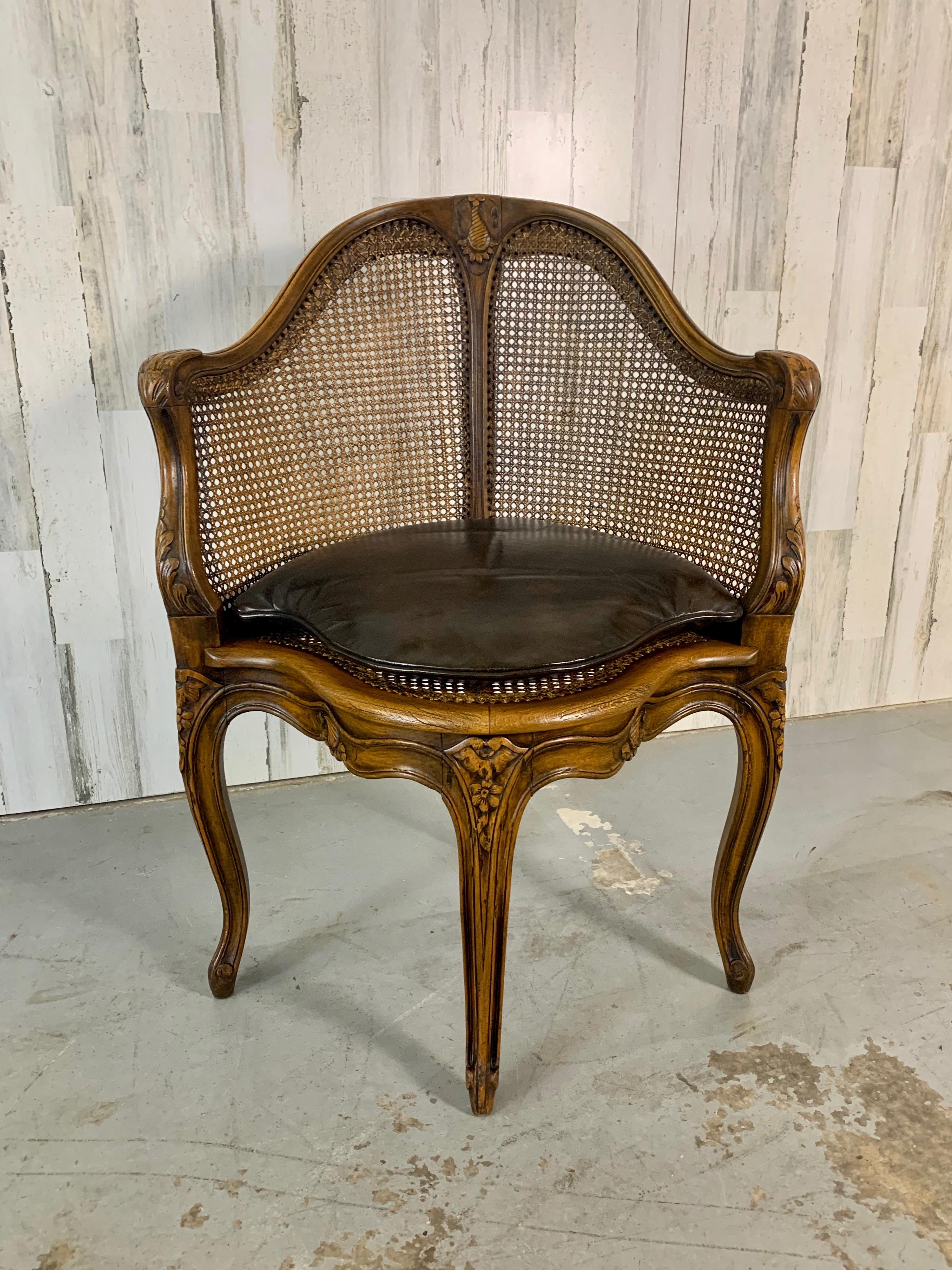 19th Century Antique Cane Corner Chair For Sale