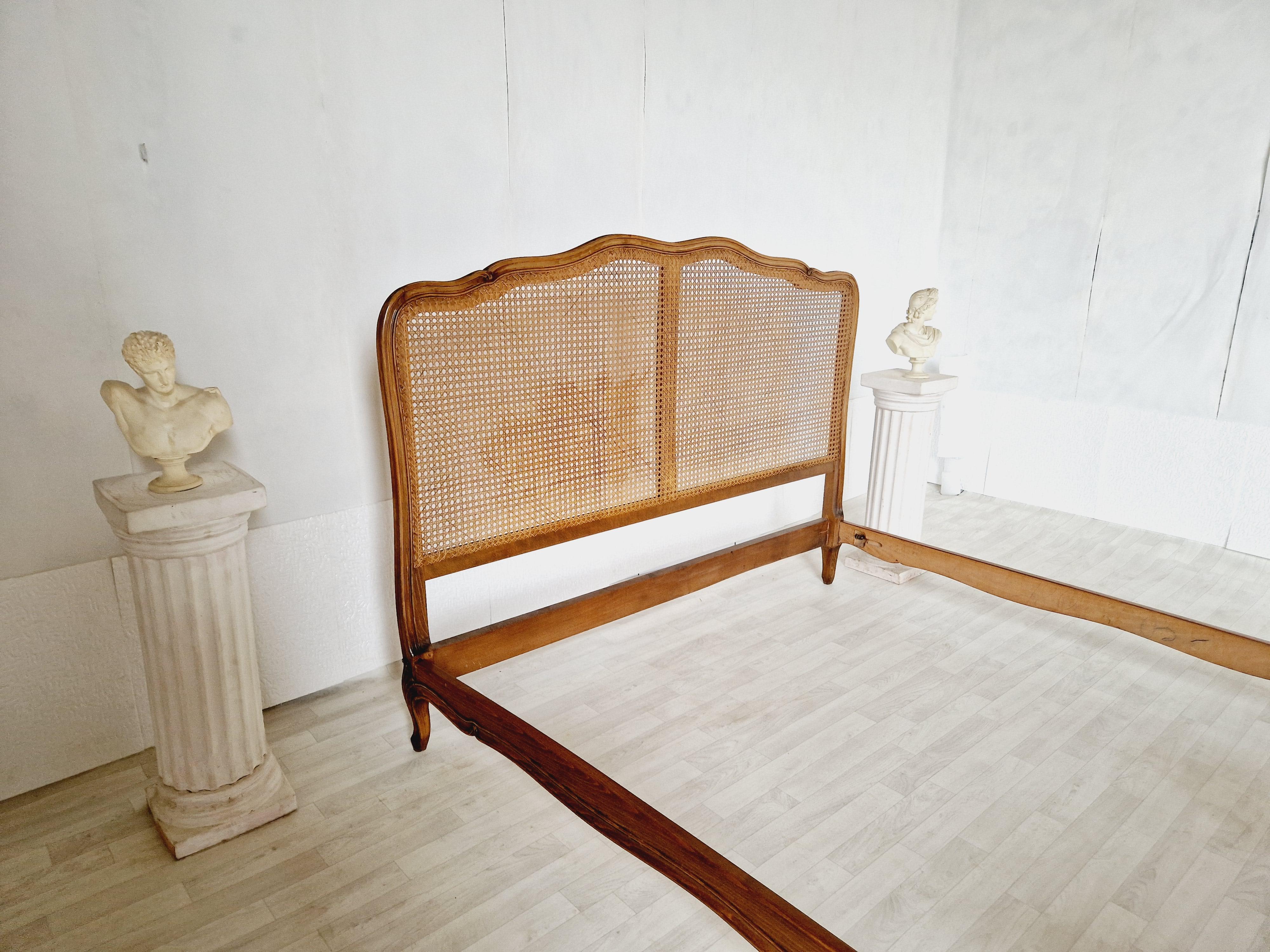 20th Century Antique Cane French Bed Corbeille Louis XV Style