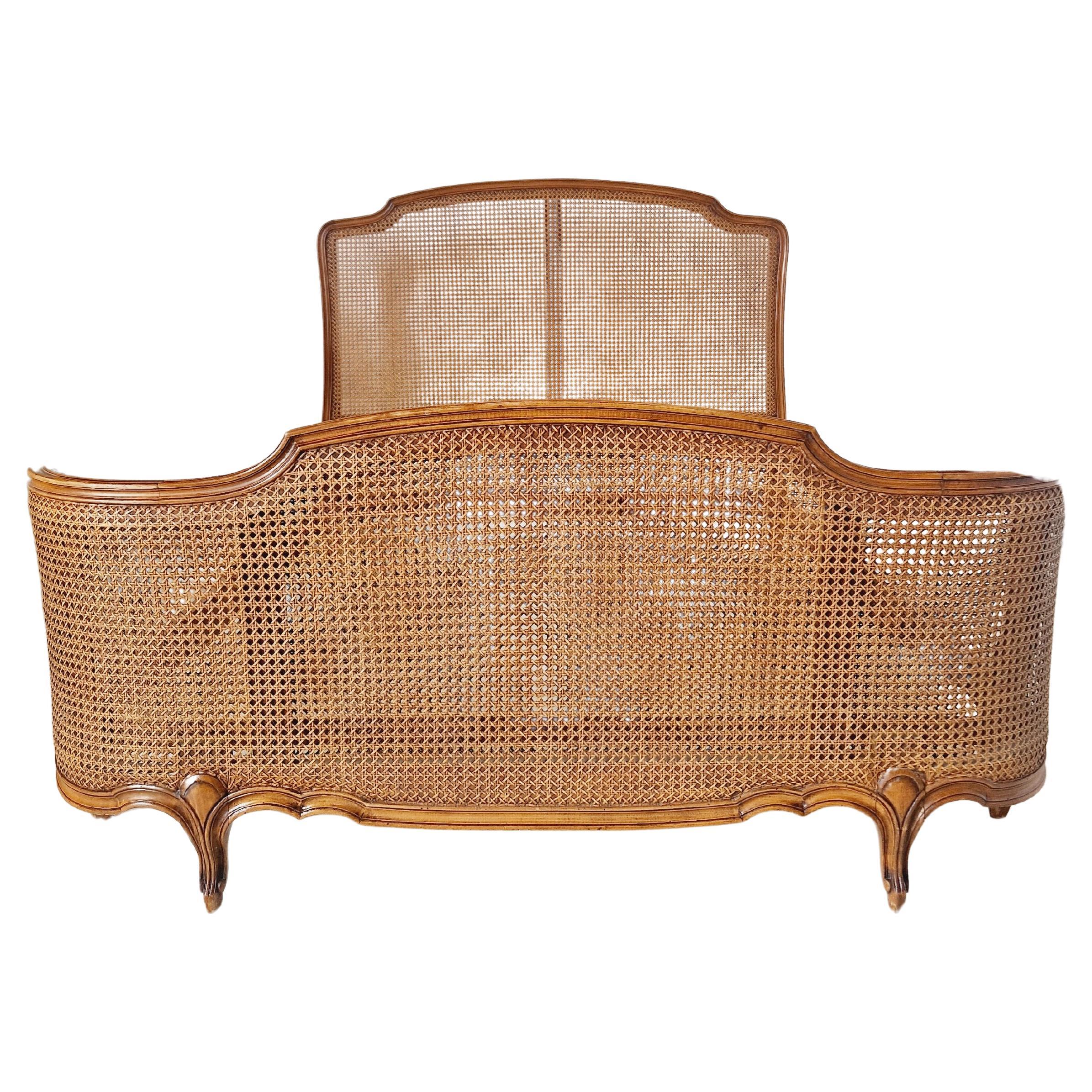 French Cane Bed Louis XV Style in Gold Lacquer For Sale at 1stDibs antique french cane bed