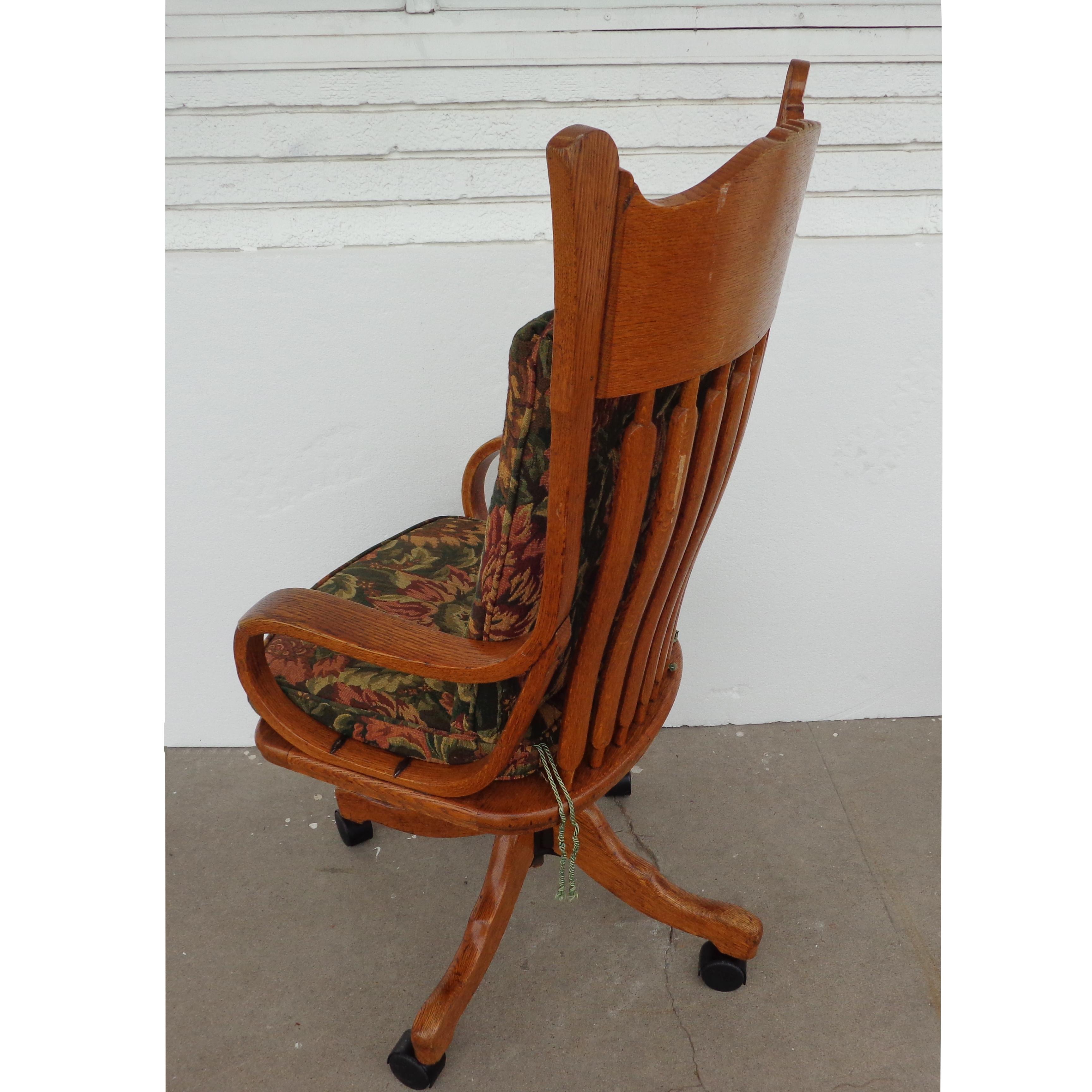 North American Antique Cane Oak Office Chair
