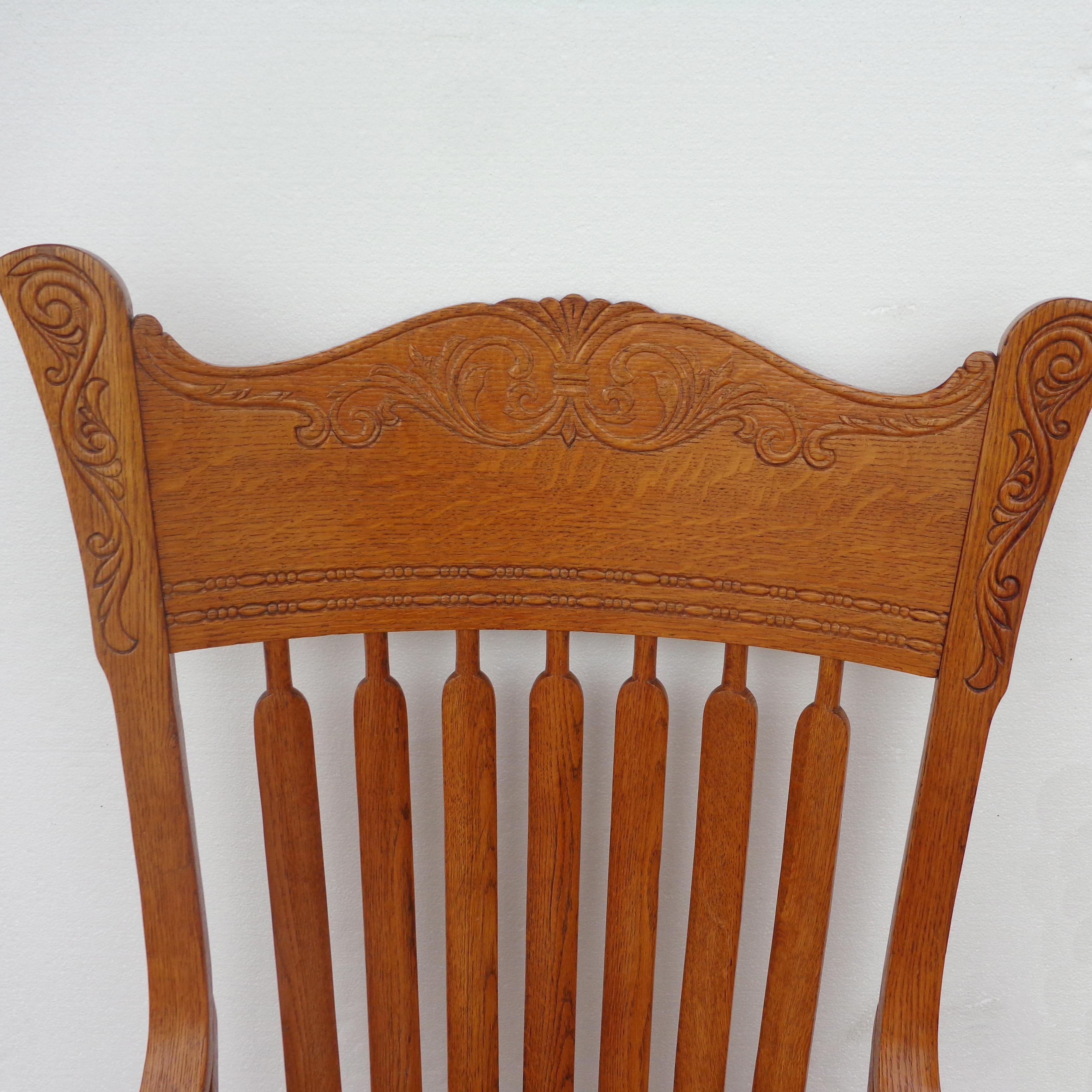 Antique Cane Oak Office Chair In Good Condition In Pasadena, TX
