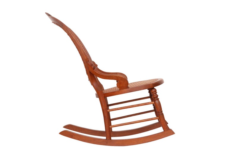 Antique Caned Rocking Chair For Sale at 1stDibs