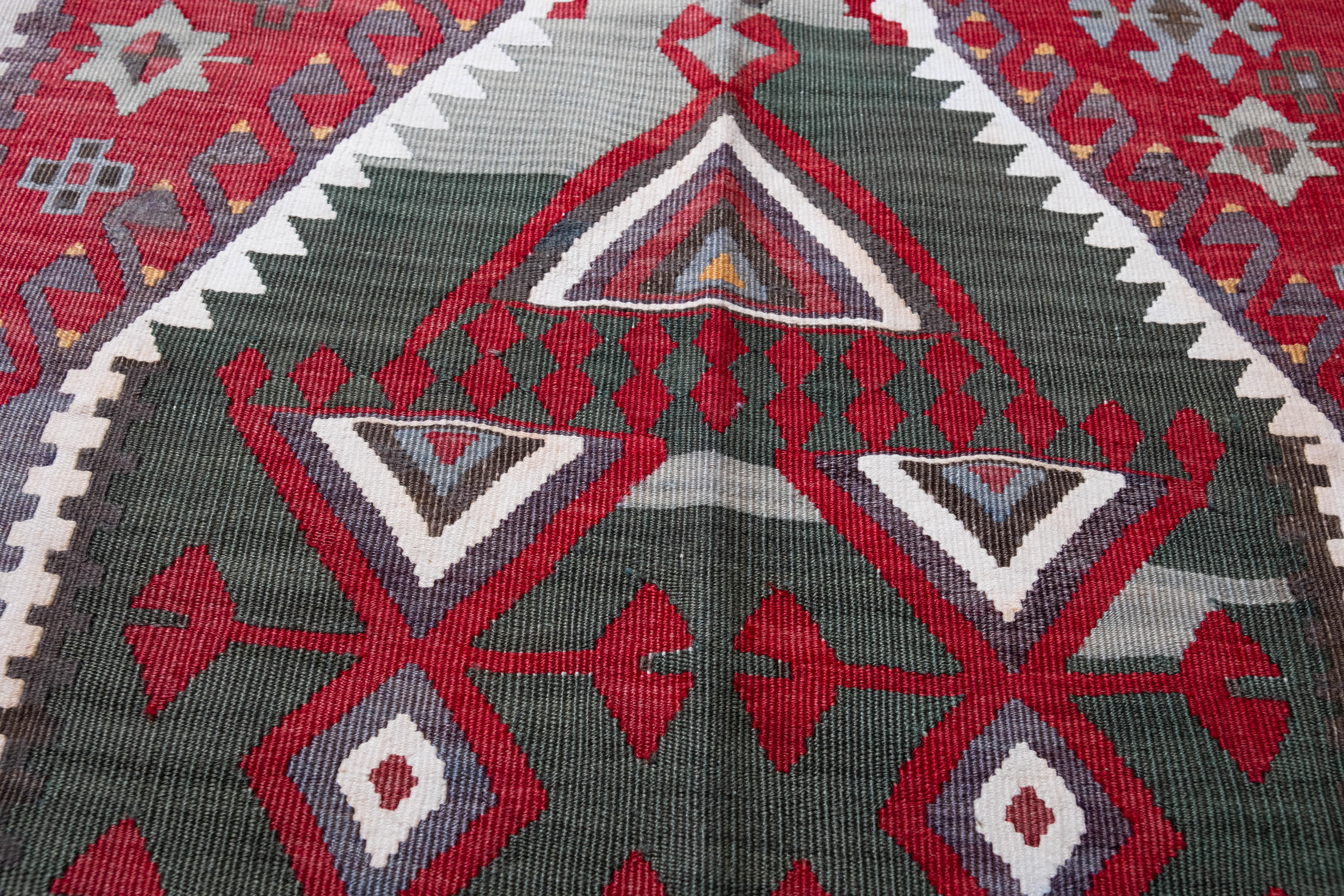 20th Century Antique Cankiri Kilim Rug Wool Old Vintage Central Anatolian Turkish Carpet For Sale