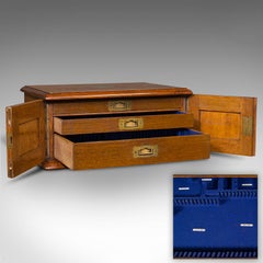 Antique Canteen, English, Oak, Campaign Cutlery, Specimen Drawers, Edwardian
