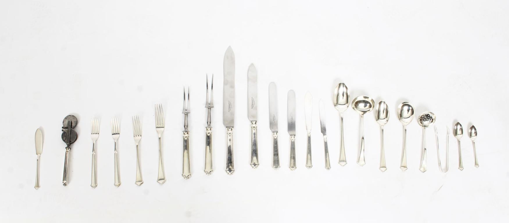 Antique Canteen 12 Silver Plated Cutlery Set by Elkington, 1930 6