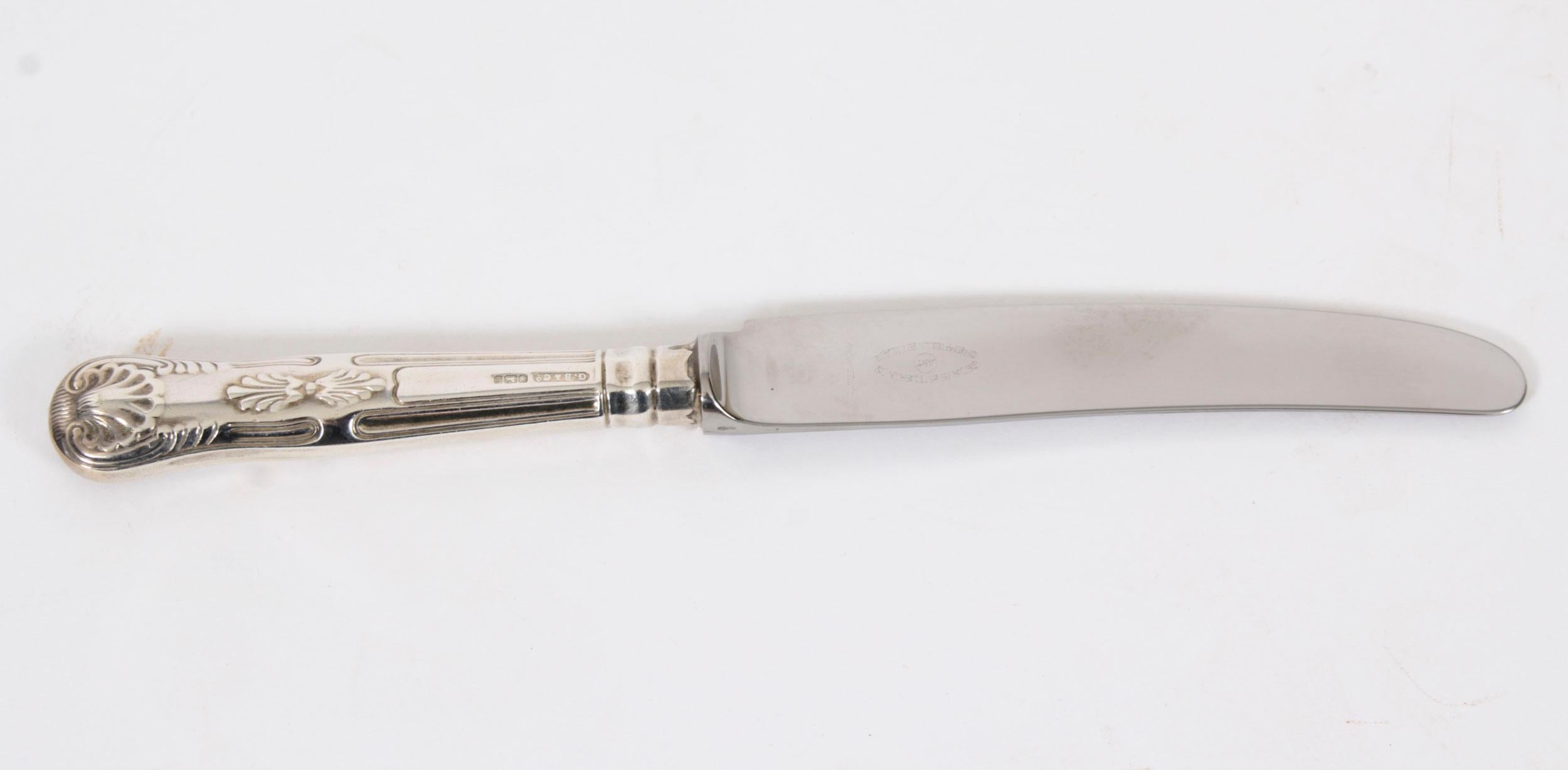 Antique Canteen x12 Sterling Silver Cutlery Kings Pattern London 1905 7
