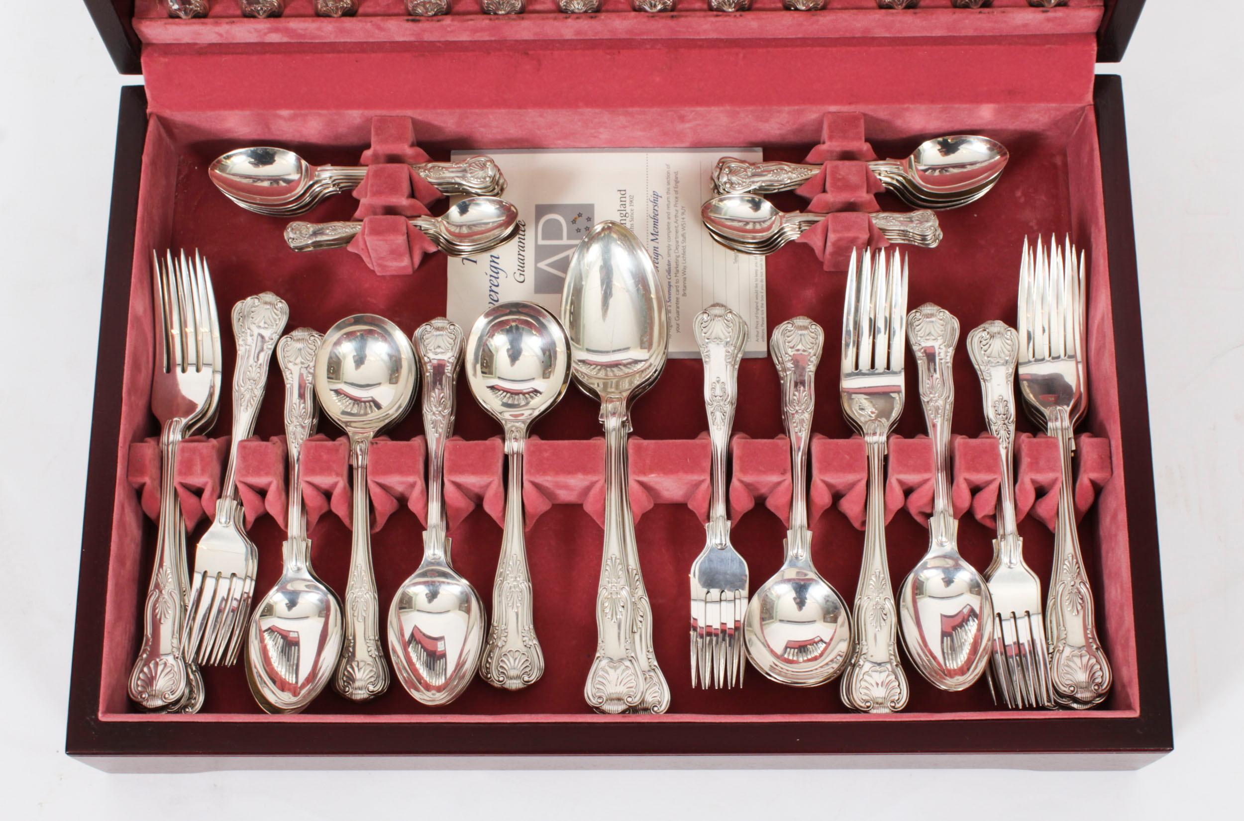 Antique Canteen x12 Sterling Silver Cutlery Kings Pattern London 1905 1