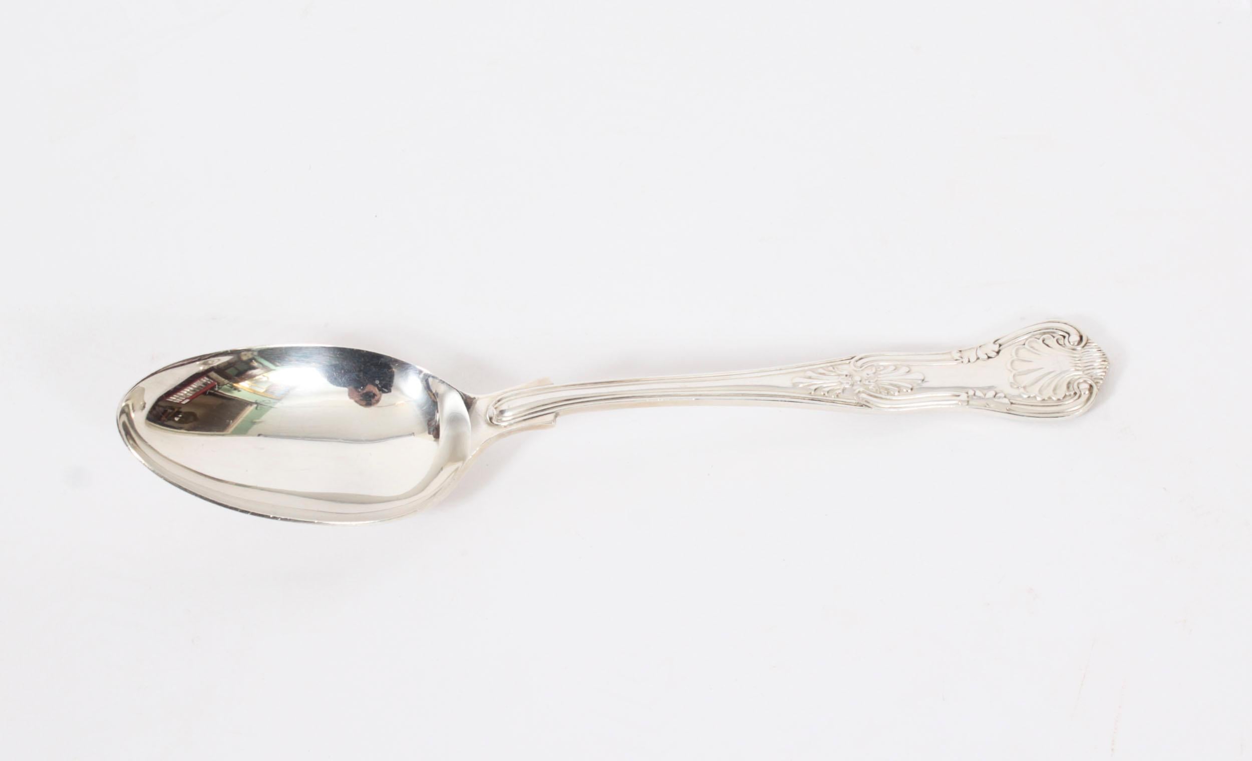 Antique Canteen x12 Sterling Silver Cutlery Kings Pattern London 1905 3